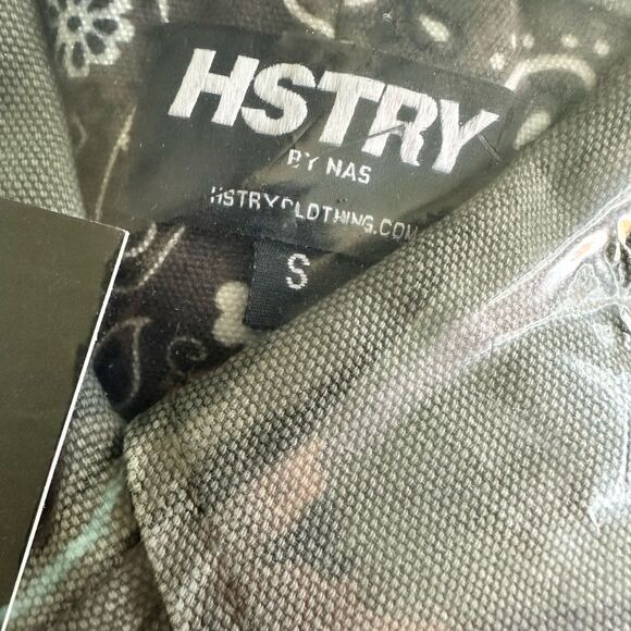 NWT HSTRY By NAS Men’s Olive Green & Paisley Cargo Duck Canvas Denim Jacket -  S - Picture 4 of 8